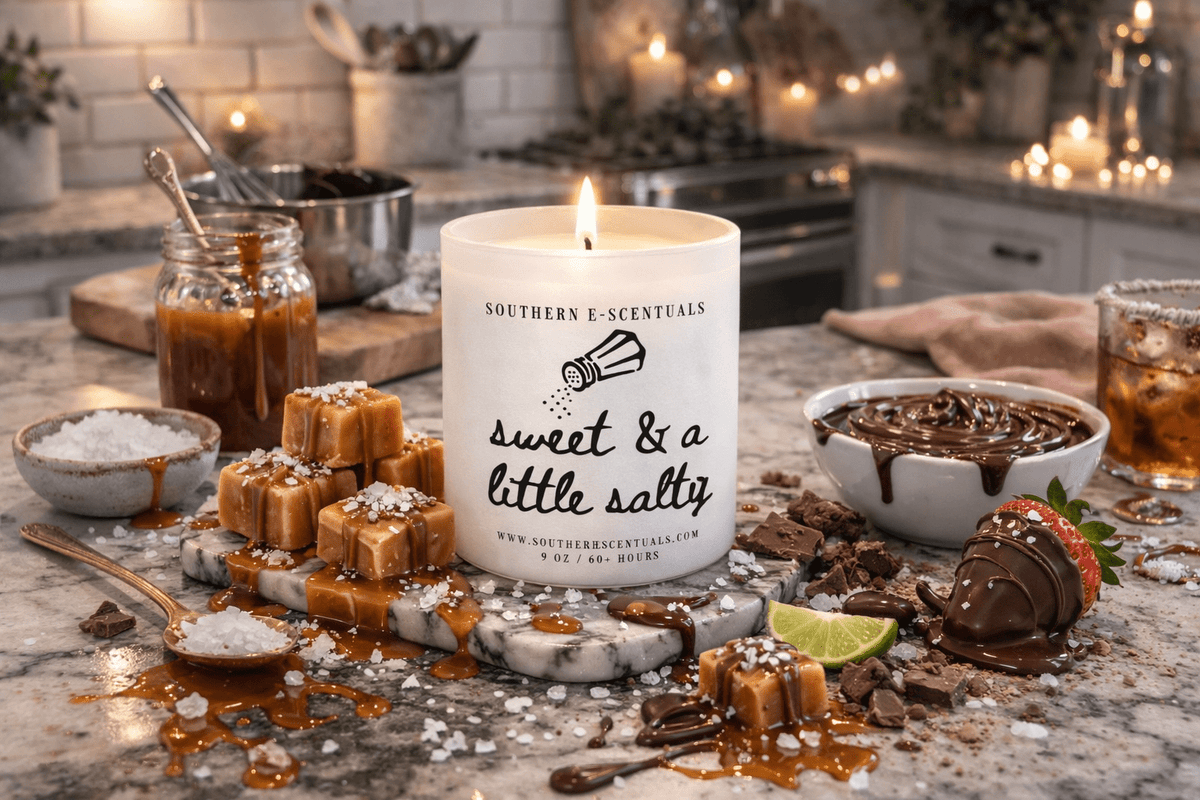 Sweet & A Little Salty Soy Candle | Cotton or Wooden Wick - Southern E-Scentuals