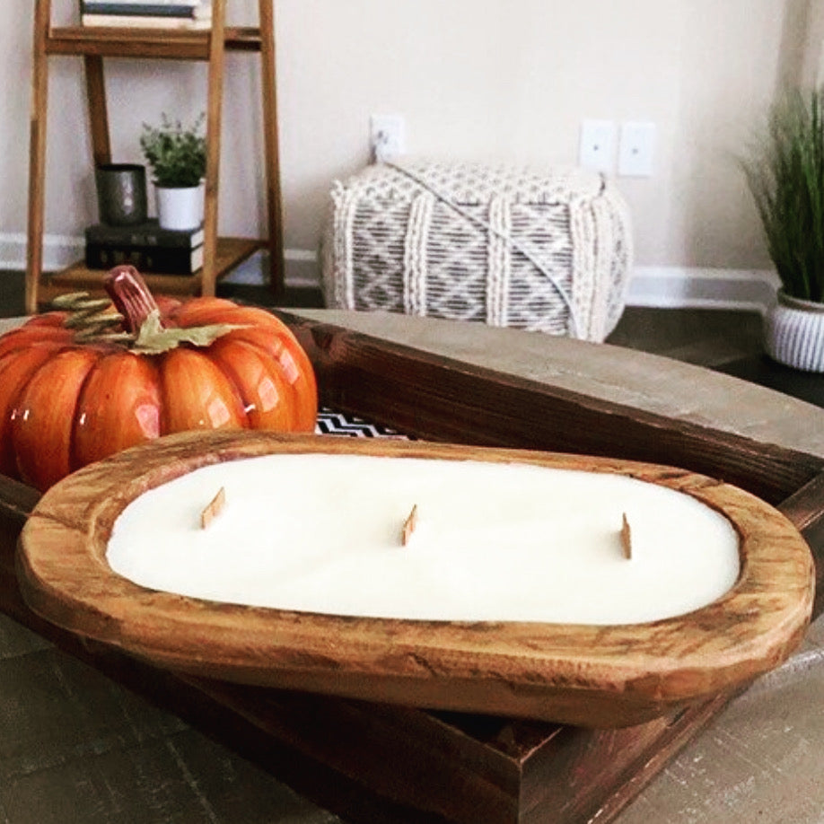 Mini Stained Dough Bowl Wooden Wick Soy Candle