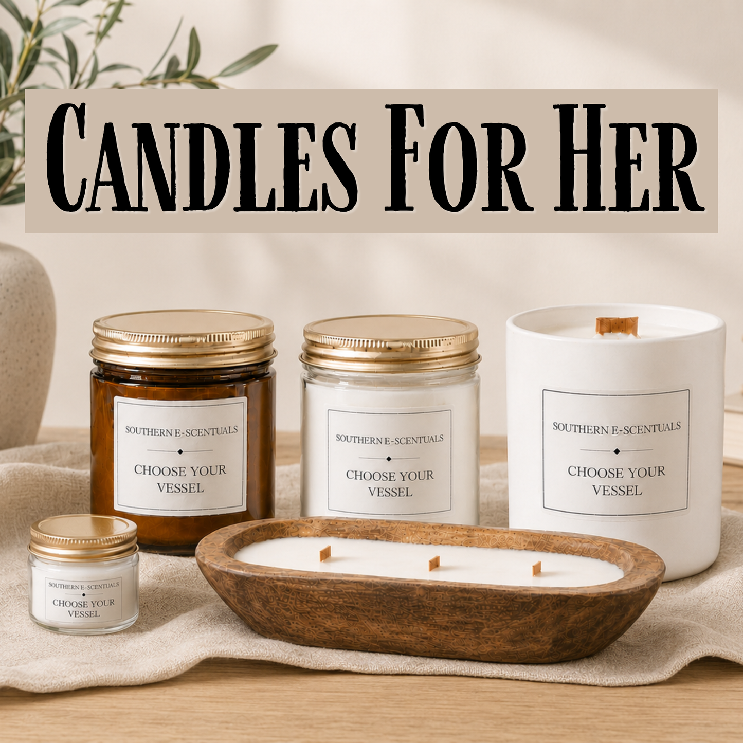 Candles for Her | Floral & Feminine Wooden Wick Soy Candles