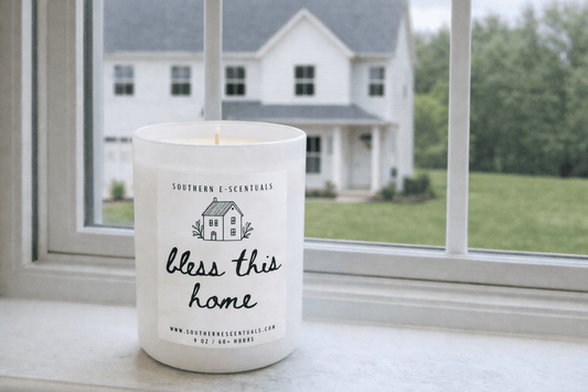 Bless This Home Soy Candle | Housewarming Gift | Cotton or Wooden Wick - Southern E-Scentuals