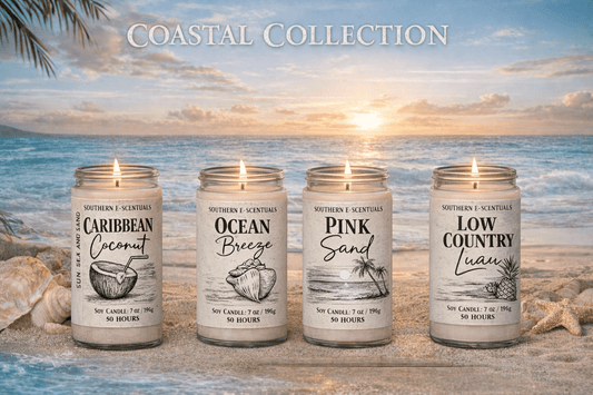 Coastal Soy Candle | Fresh Ocean & Beach Scents | Clean Burning Wooden Wick Candle - Southern E - Scentuals - Retail