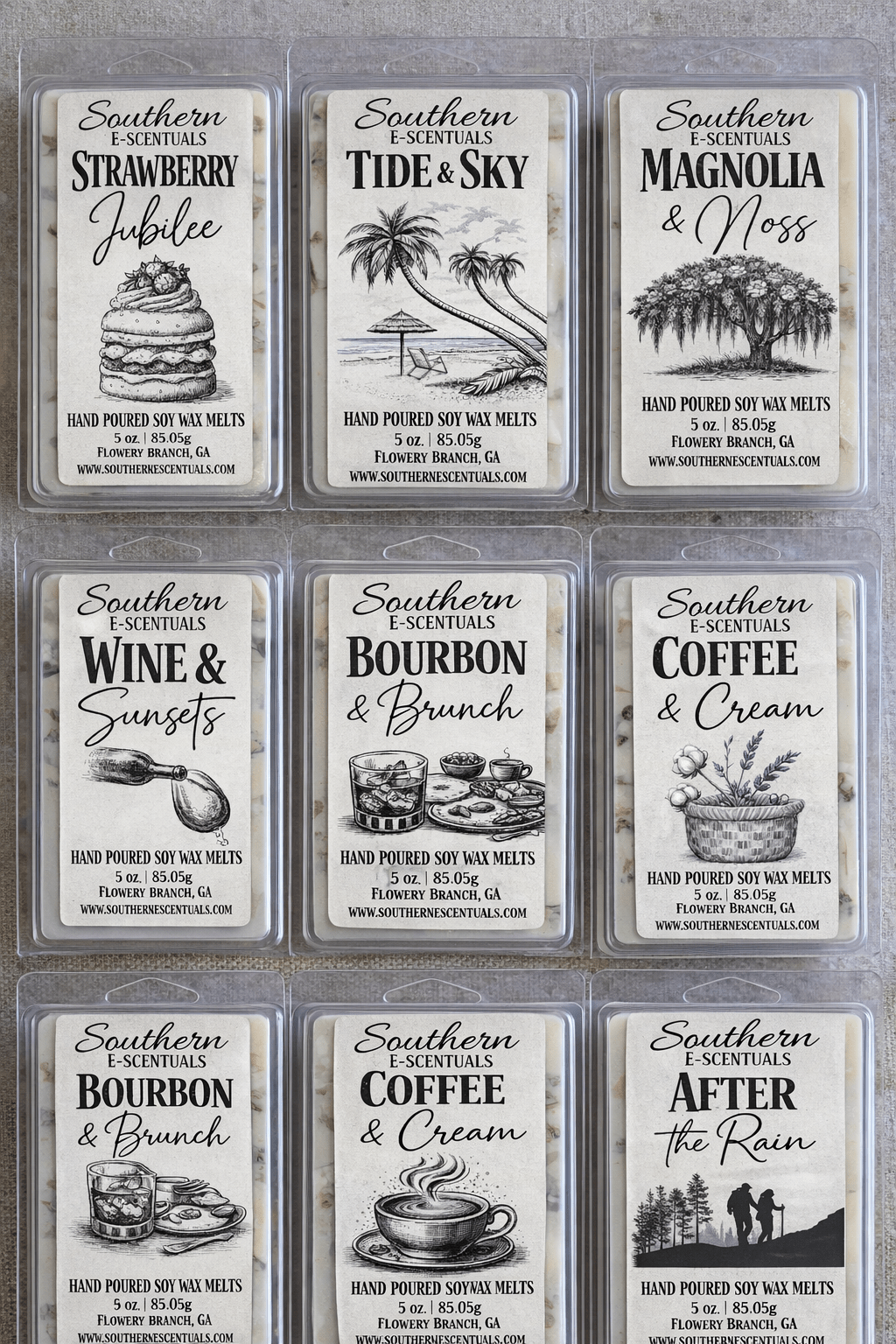 Coastal Wax Melts | Fresh Ocean & Beach Scents | Highly Scented Soy Wax Melts - Southern E - Scentuals - Retail
