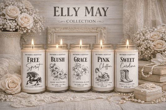 Elly May Soy Candle | Soft Floral & Feminine Scents | Handmade Wooden Wick Soy Candle - Southern E - Scentuals - Retail