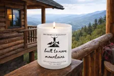 Faith to Move Mountains white tumbler Christian soy candle