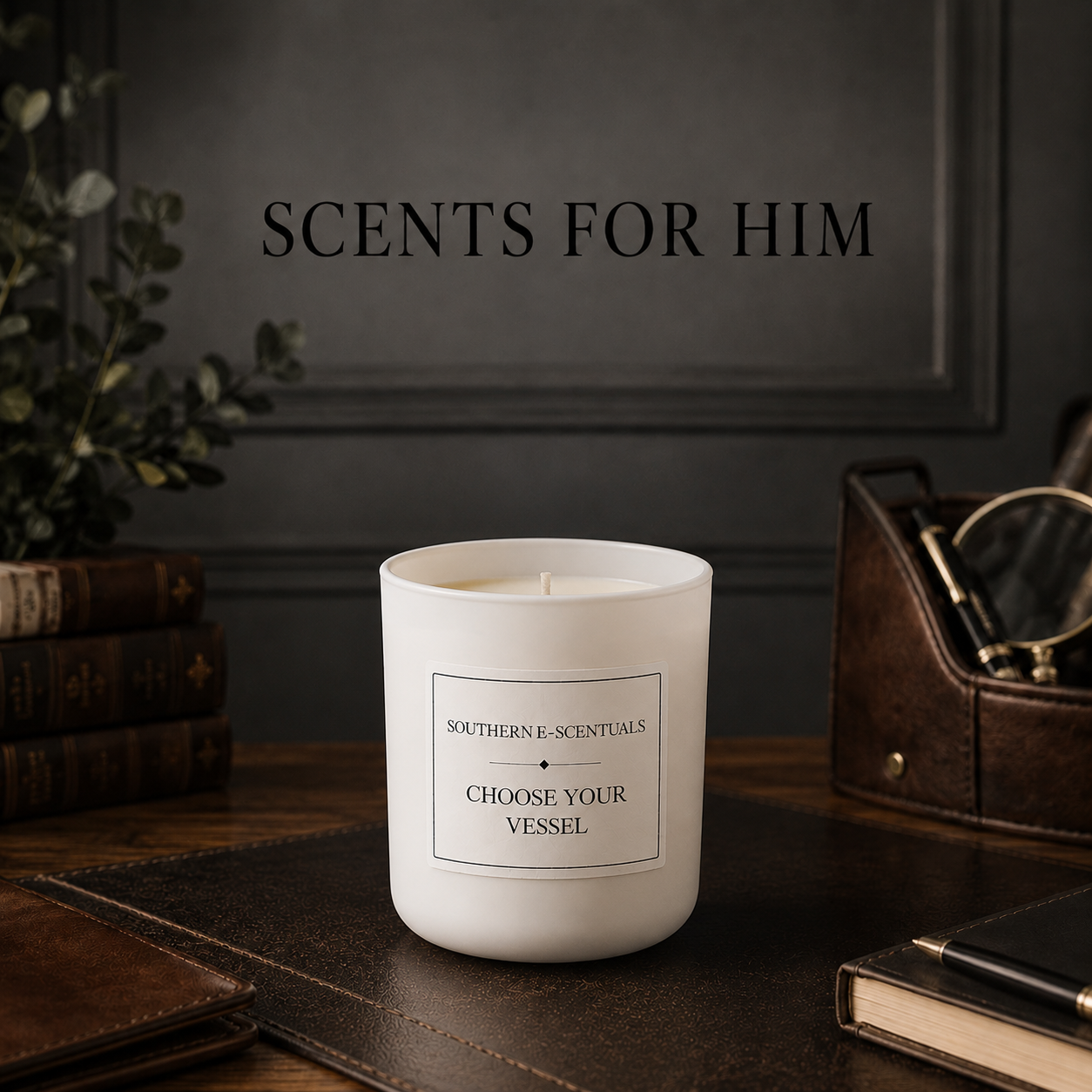 10 oz white tumbler soy candle for Scents for Him