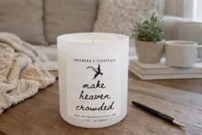 Make Heaven Crowded white tumbler Christian soy candle