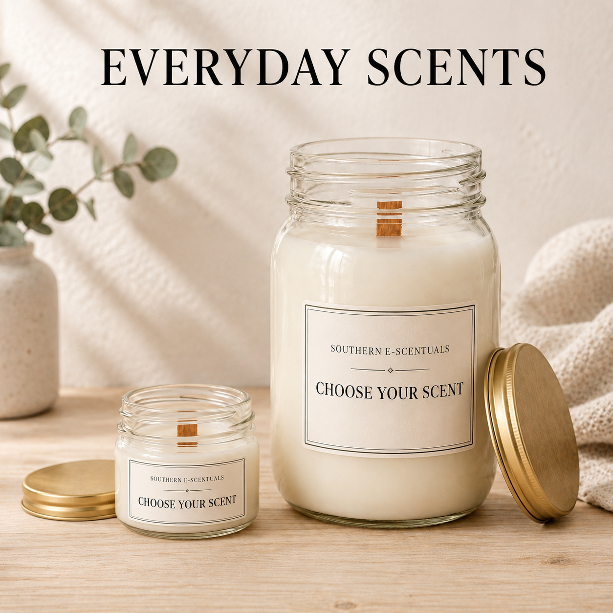 4 oz and 16 oz Mason jar soy candles for Everyday Scents