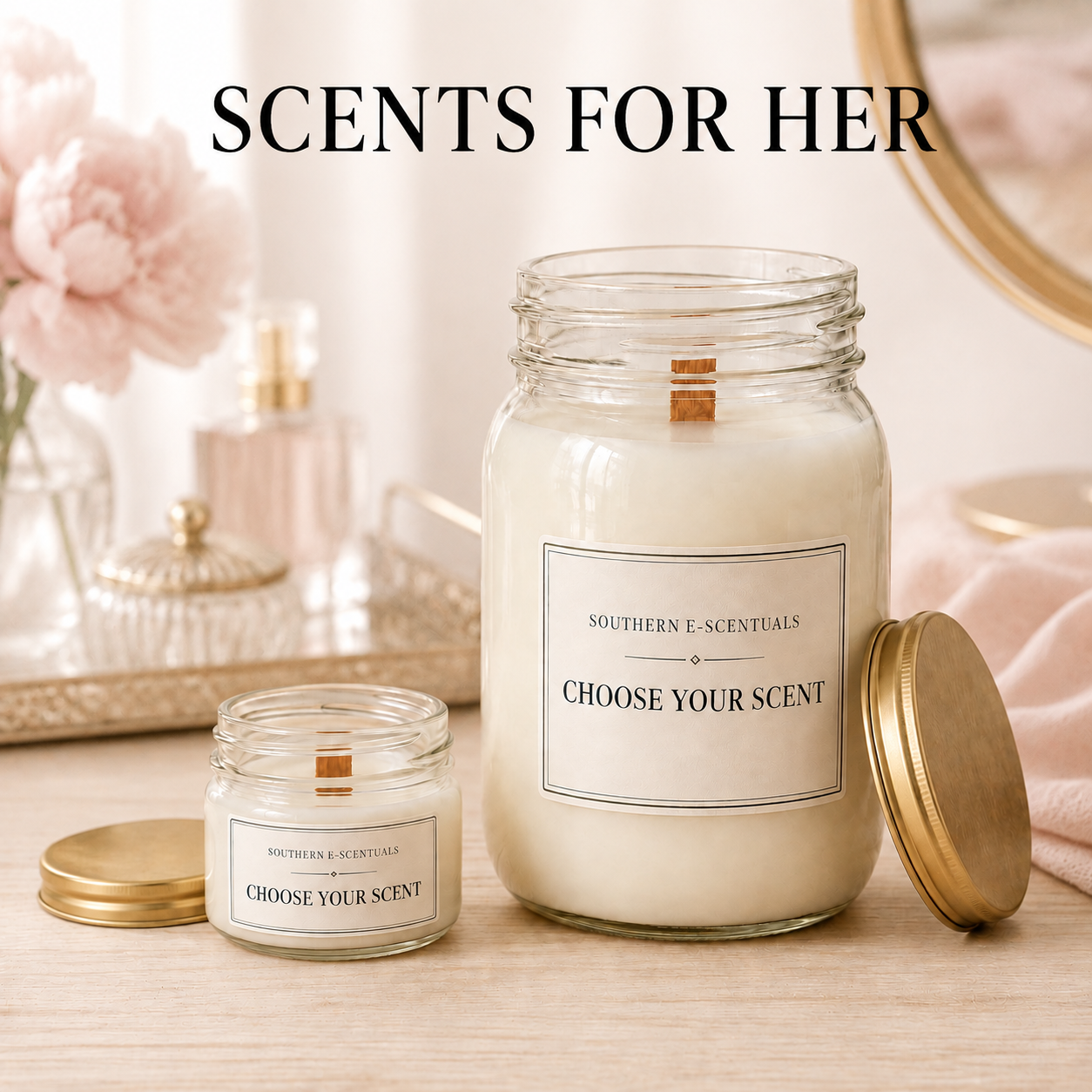 4 oz and 16 oz Mason jar soy candles in Scents for Her