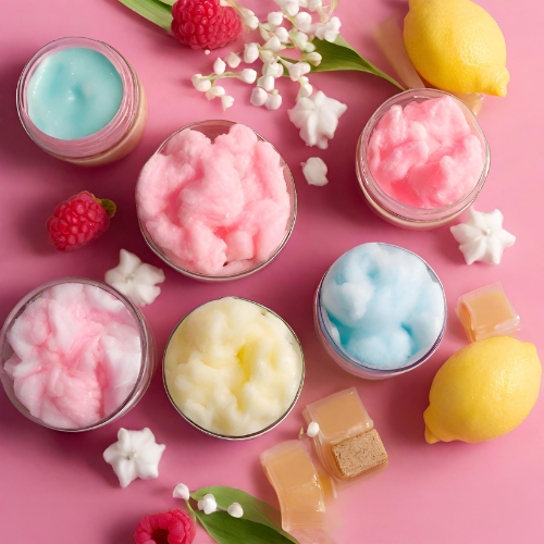 Pink Chiffon handmade soy candle in multiple jar styles
