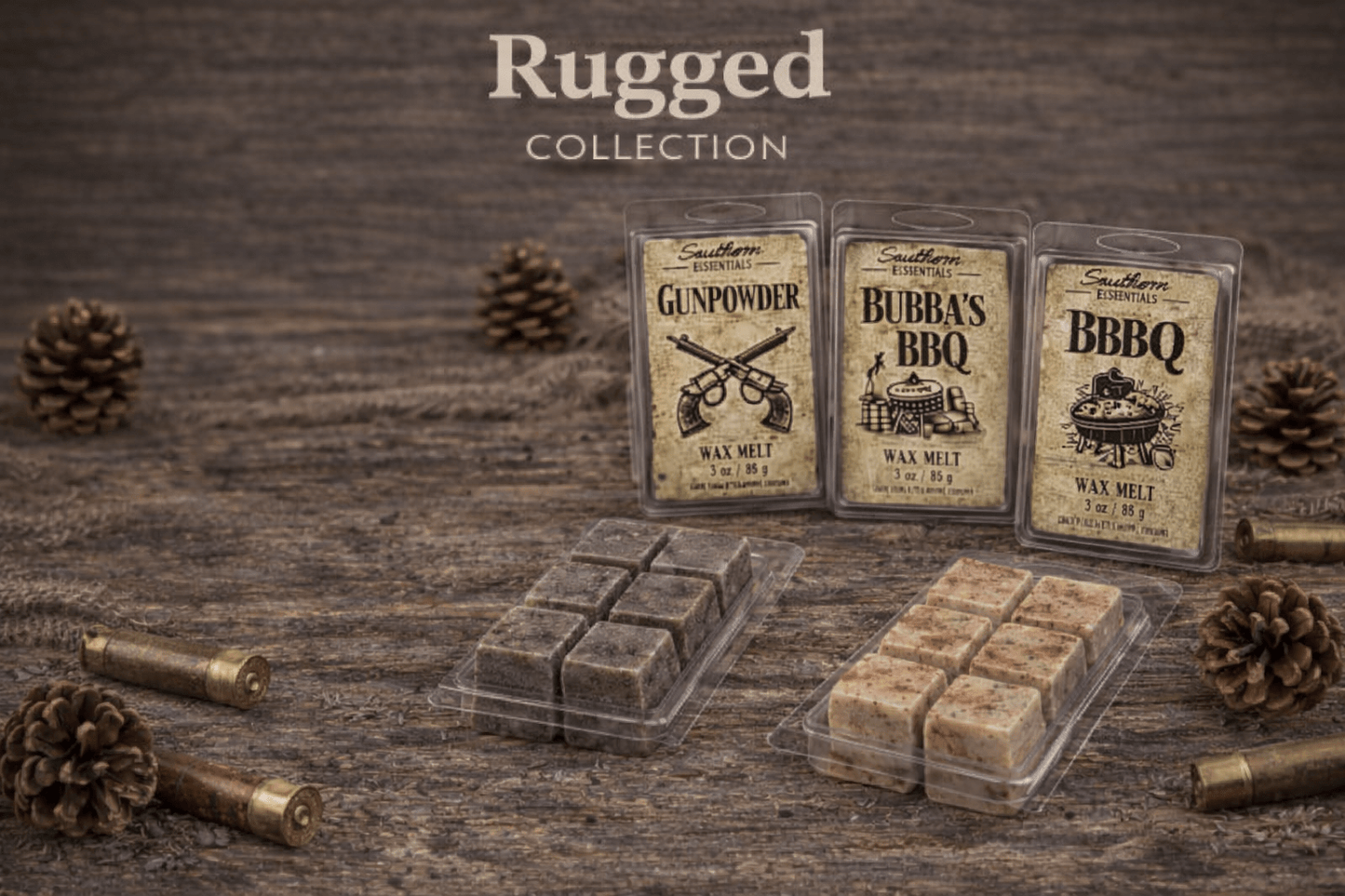 Rugged Wax Melts | Woodsy & Masculine Scents | Highly Scented Soy Wax Melts - Southern E - Scentuals - Retail