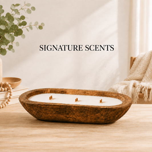 Signature Scents 17 oz wooden dough bowl soy candle