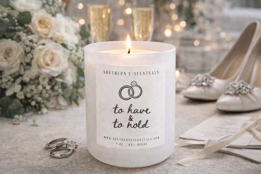 To Have and To Hold white tumbler wedding soy candle